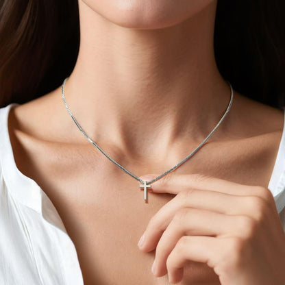 Gold Necklace for Women,Valentines Day Gifts, Cross Necklace Dainty 18K Real Gold Silver Plated, Cute Simple Small Trendy Choker Pendant Jewelry Non Tarnish Gold Necklace Faith Jewelry Gift