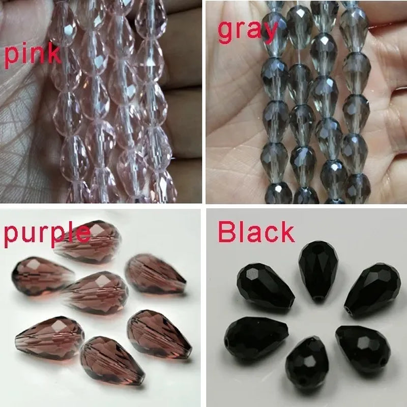 Multi-Color Top Quality Crystal Tear Drop Shape Beads Crystal Glass Beads Loose Spacer round Beads for Jewelry Making
