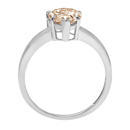 2.0 Ct Brilliant Pear Cut Simulated Champagne 14K White Gold Solitaire Engagement Ring SZ 5