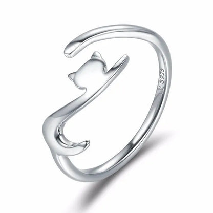 Fashionable Women'S Simple 925 Silver Plated Cat Adjustable Ring Anniversary Gift Jewelry Size 6-10 Arrow