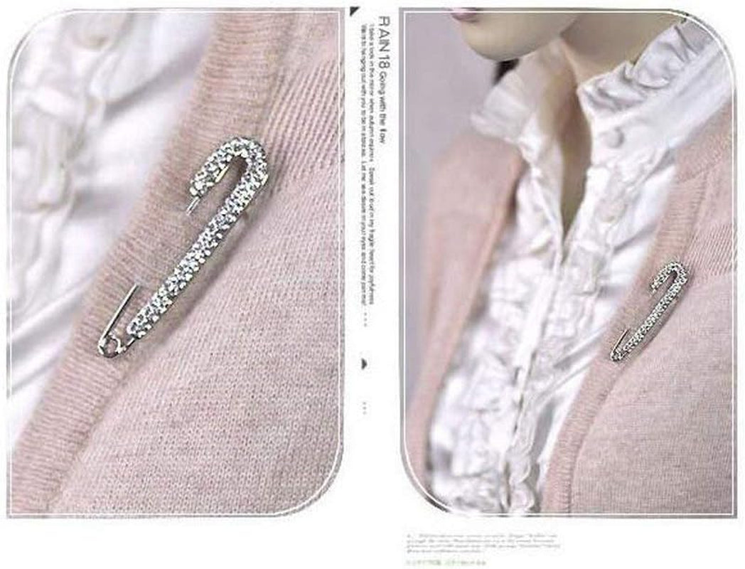 1 PCS 3 Inch Silver Rhinestone Inlaid Alloy Safety Brooch Pins Scarves Buckle Shawl Clip Jewelry Brooch DIY Accessories for Clothing Locking Ornament Fastening Embellish