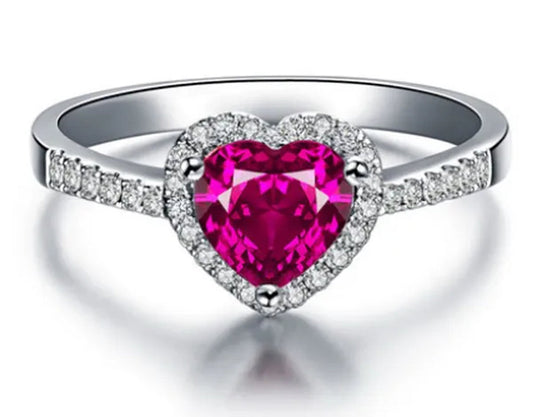 Jewelry  Silver Gem Ruby Wedding Bride Birthstone Engagement Ring Gift