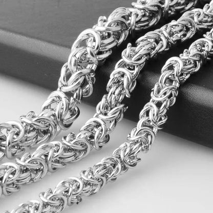 6/8/11mm Men's Jewelry Trendy Silver Stainless Steel Byzantine Chain Necklace Link Chain Necklace 16"-40" Bracelet 7"-11"