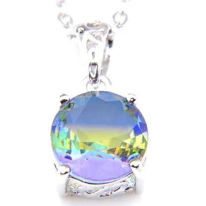 Luckyshine Sparking Round Fire Bi-Colored Tourmaline Gemstone Silver Earrings Pendants Necklaces Jewelry Sets for Women