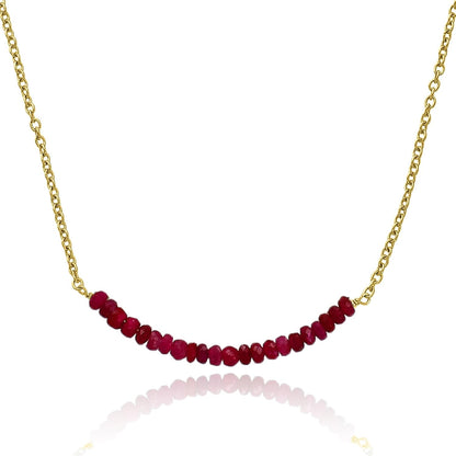 Genuine Ruby Necklace for Women - Authentic 925 Sterling Silver Necklace 18K Gold Jewelry, Dainty Bar Choker Pendant Necklace for Teen Girls, July Birthstone Gift for Mothers Day…