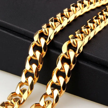 Charm Mens Stainless Steel Bracelet Necklace Silver/Gold Curb Cuban Link Chain 8"-40"