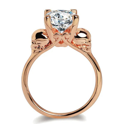 White Copper Jewelry Ring Men and Women Exaggerated Personality Skull Head Black Zircon Diamond Ring