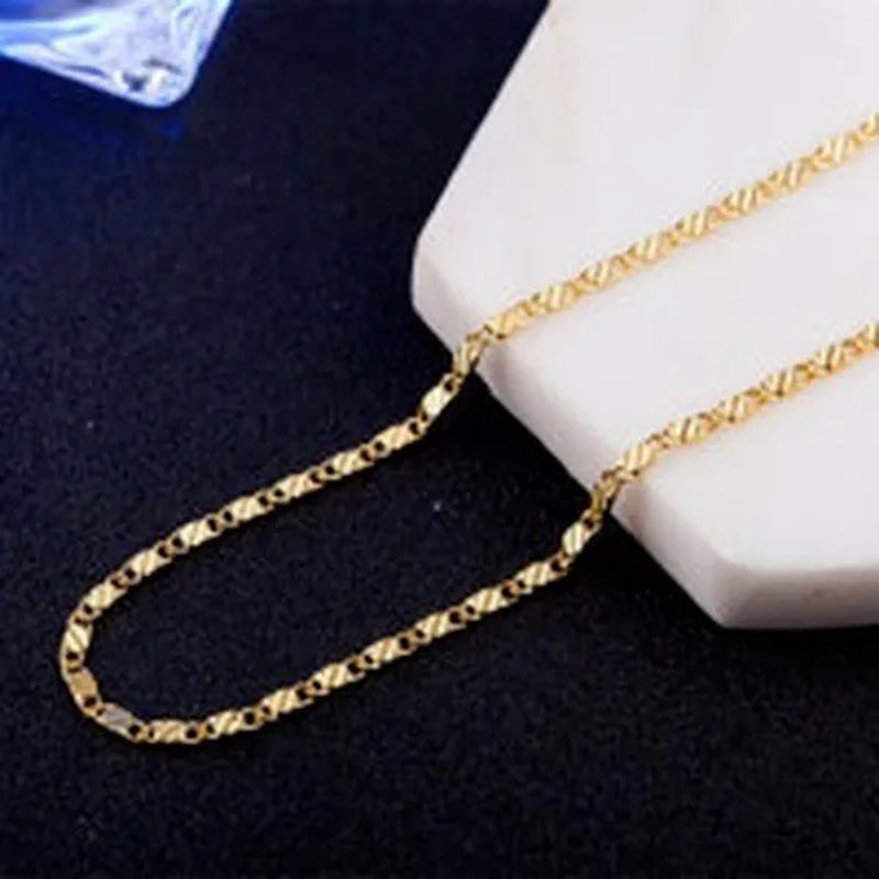 New Fashion Luxury Exquisite Men and Women Fashion Solid  Chain Necklace 2mm Wide and Thin Necklace Bridal Wedding Engagement High Jewelry Size: 16-30 Inches