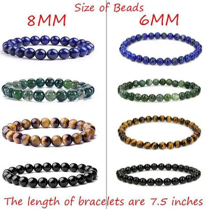 6Mm 8Mm Natural Stone Chakra Beaded Charm Bracelets Tiger Eye Amethyst Lapis Lazuli round Beads Bracelet Women Yoga Jewelry