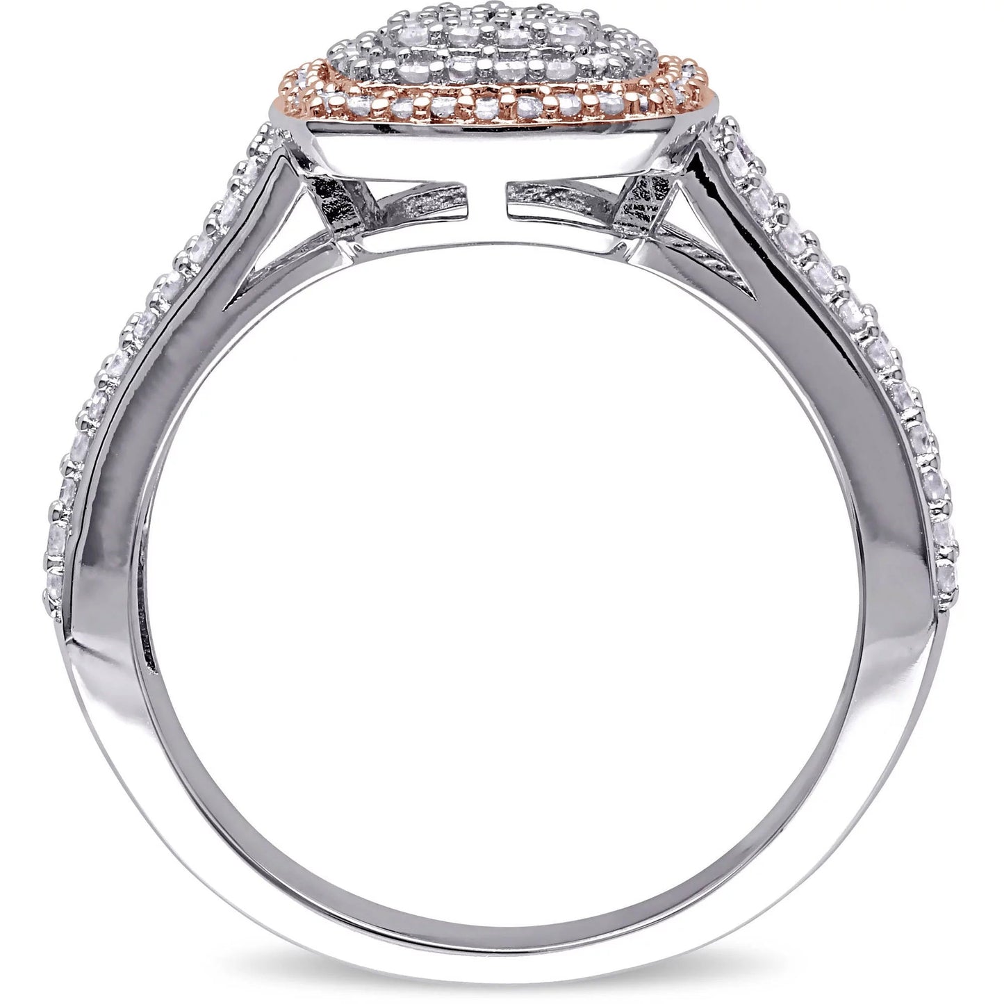 1/2 Carat T.W. Diamond Two-Tone Sterling Silver Double Halo Split Shank Ring