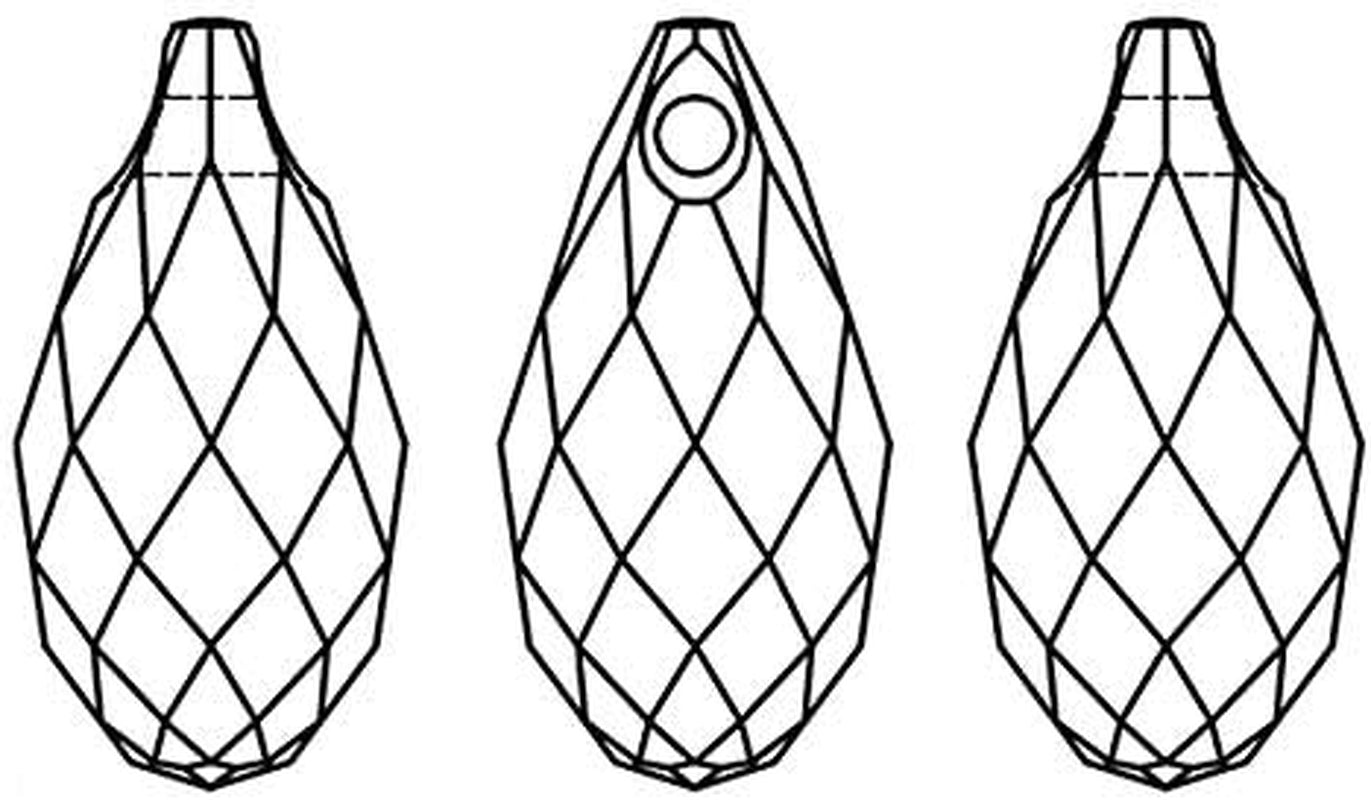 13 X 6.5Mm Austria Crystal 6010 Briolette Pendant by 4-Pcs (Siam)