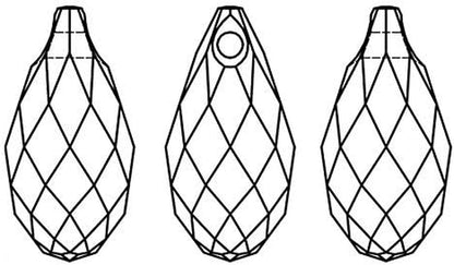 13 X 6.5Mm Austria Crystal 6010 Briolette Pendant by 4-Pcs (Siam)