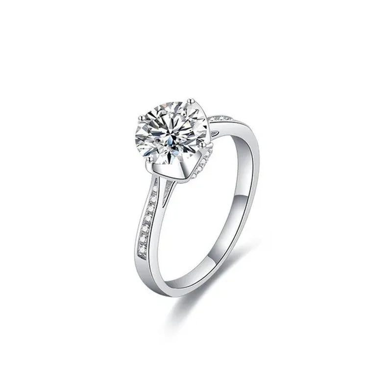 New Fashion Brilliant Round Cut Ruby Moissanite Ring 14K White Gold Plated Anti-tarnish Elegant Engagement Wedding Ring for Lover Precise Size 5-12