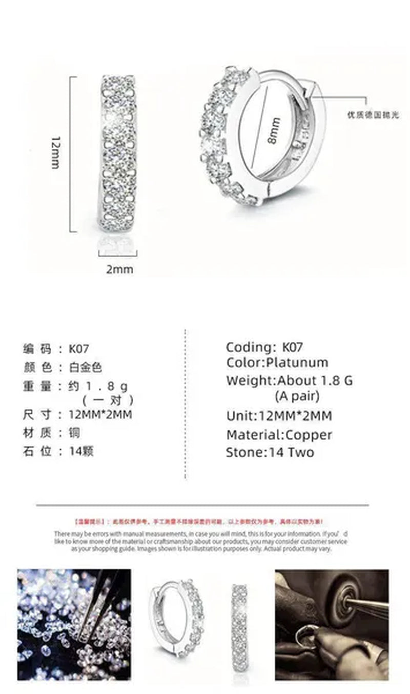 925 Sterling Silver Crystal Circle Earring For Women Making Jewelry Gift Wedding Party Engagement E024