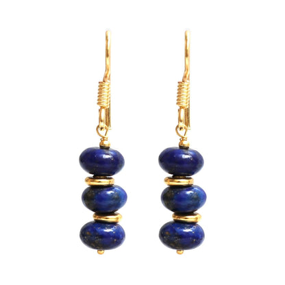 Gempires Lapis Lazuli Earrings in Gold Plated Dangle Style - Healing Gemstone Jewelry for Women (Lapis Lazuli)