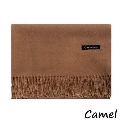 Women Cashmere Wool Scarf Wraps Warm Blanket Scarves Women Solid Color Cashmere Scarves with Tassel Poncho Cashmere Scarfs