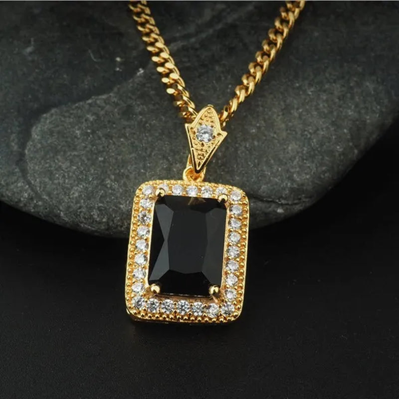 Gold Fashion Gemstone Necklace Filled Diamond Titanium Hip Hop Pendant  Necklace