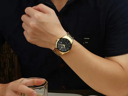 relojes hombre 2020 WWOOR Gold Watch Men Luxury Mens Quartz Wristwatch Business Watch Stainless Steel Waterproof Auto Date Clock with gift box