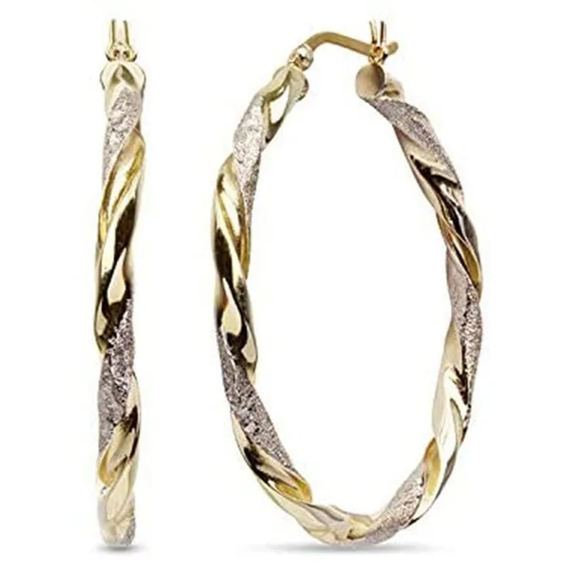 Women Fashion Hoop Earrings Spiral Circle Earrings Simple Big Circle Gold Loop Earrings