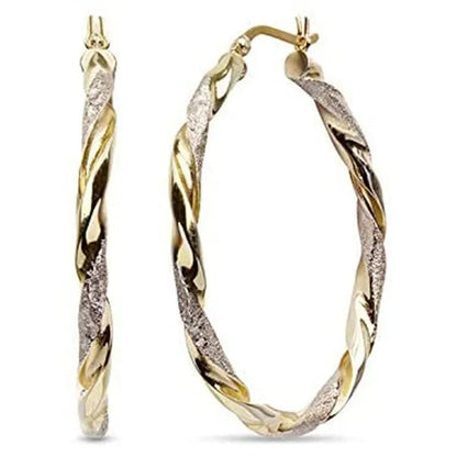 Women Fashion Hoop Earrings Spiral Circle Earrings Simple Big Circle Gold Loop Earrings