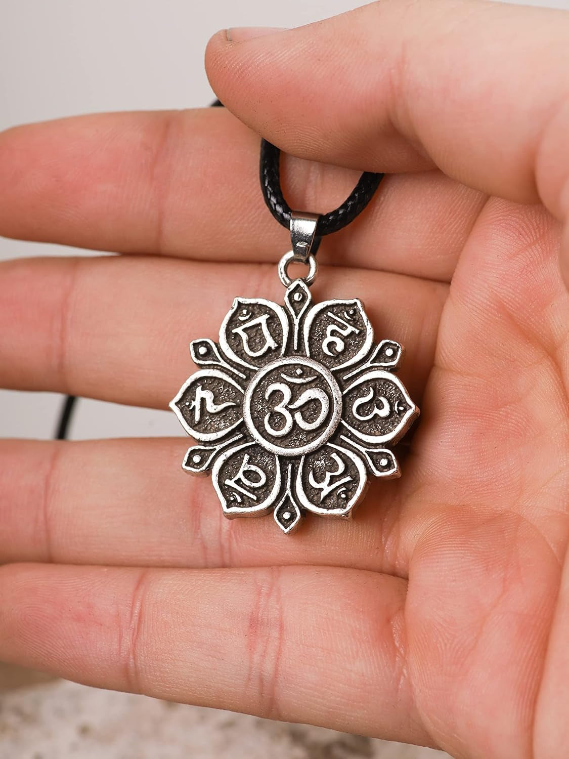 Buddhist Necklace, Dharma Wheel of Life Lotus Flower Yoga Pendant, Jewelry Gift for Men and Women