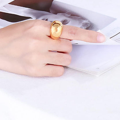 Stainless Steel Fat Dome Style Classic Simple Plain Wedding Statement Pinky Ring