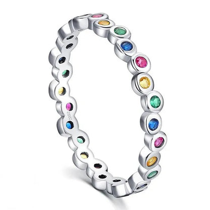 Dainty Fashion Colorfuls Gemstone Silver Plated Rings for Women Bridal Wedding Thin Rings Jewelry Gift