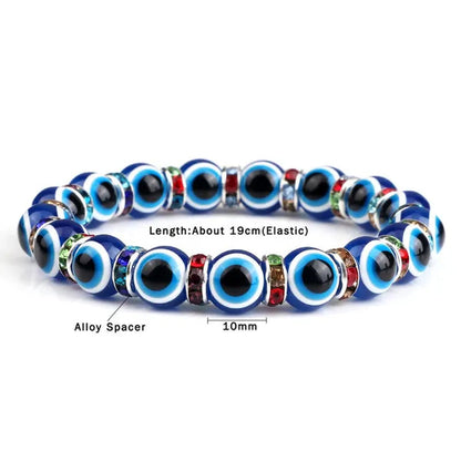 New Fashion Crystal Turkish Lucky Evil Eye Bracelets Blue Evil Eye Bead Bracelet Men Women Handmade Lucky Jewelry Charm Bracelet Female Dropshipping