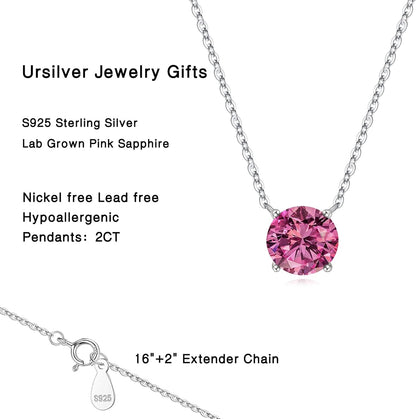 Birthstone Necklace for Women Girls - S925 Sterling Silver Genuine or Created round Birthstone Necklace Birthday Mothers Day Gifts 12 Months Birthstone Necklaces for Women Jewelry Gifts