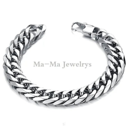 16/19/21Mm Heavy Stainless Steel Bracelet or Necklace Silver Cuban Curb Chain Bracelet Bangle 7"-11" Necklace 16"-24"