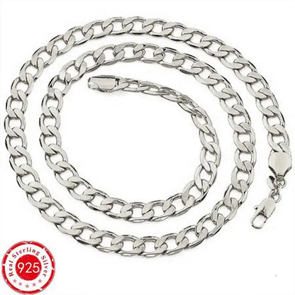Wholesale High Quality 925 Sterling Silver Fashion Jewelry Set 925 Silver Curb Link Chain Bracelet & Necklace16-30 Inches for Women and Men