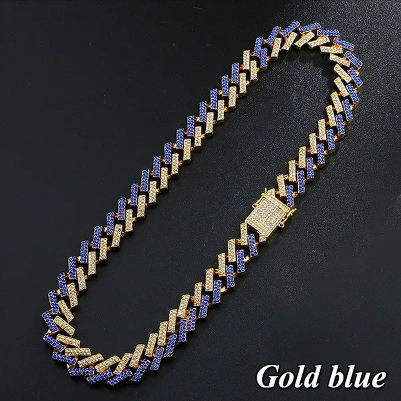Iced Out Cuban Link Chain Necklace Chain Hip Hop Jewelry Choker Gold Silver Chain for Men Rapper Necklaces Bracelet 8-30 Inch