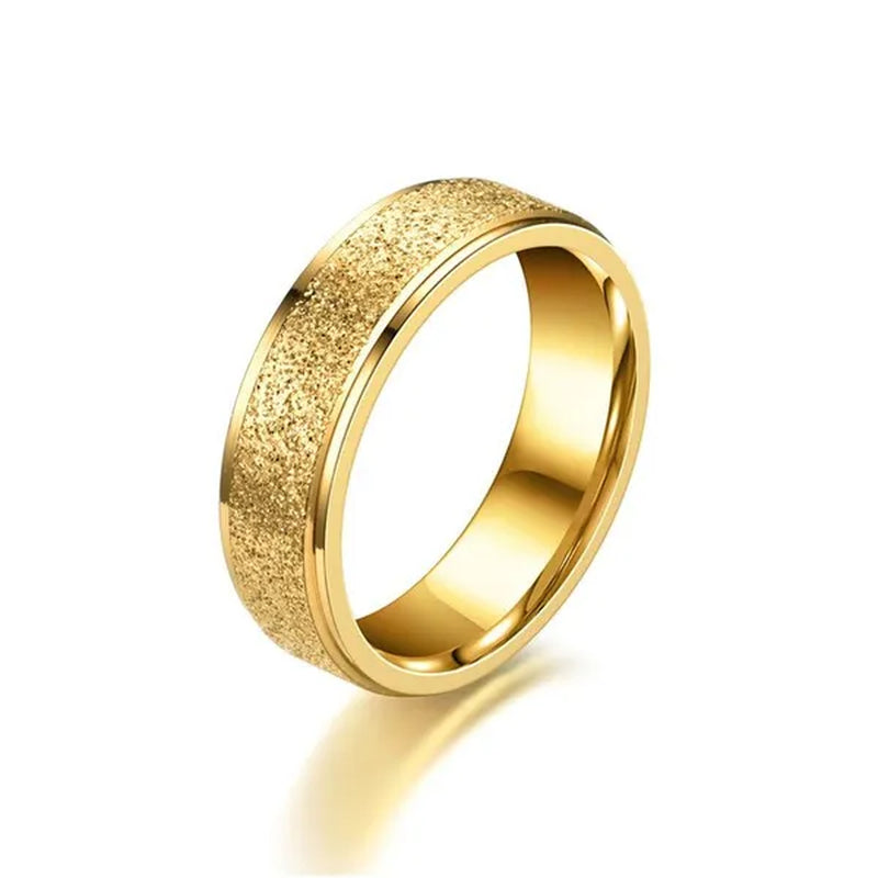 1Pcs Rose Gold Stainless Steel Frosted Curved Ring Simple Geometric Type Ring Wide 4mm/6mm