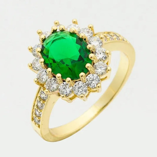 Natural 3.26ct Emerald Diamond 14k Yellow Gold Ring Size6-10
