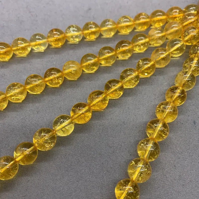 Yellow Citrine Cracked Crystal Bead Stone Round 4-12mm Gemstone Loose Spacer DIY
