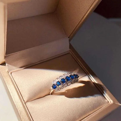 Very Attractive Diamond 925 Sterling Silver Jewelry Blue Sapphire Ring Bride Engagement Wedding Ring Size 5-10