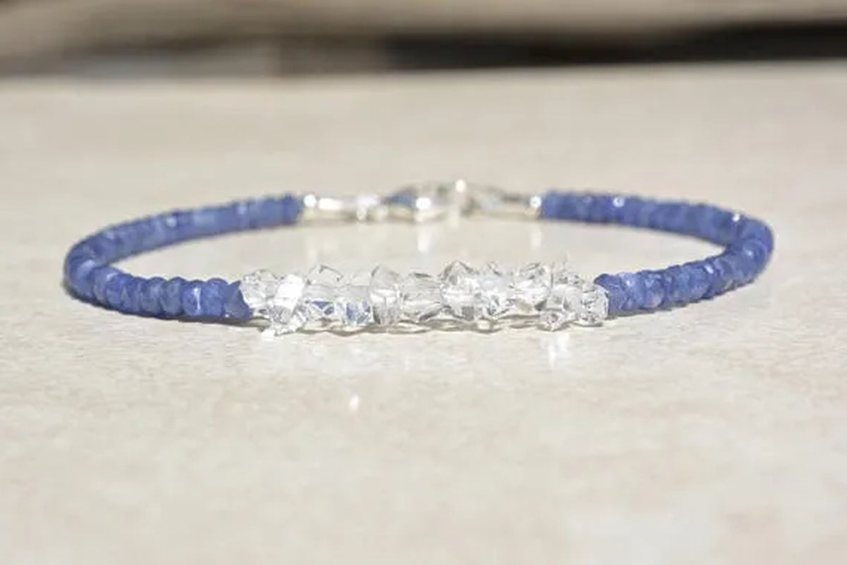 Sapphire Bracelet Natural Blue Sapphires Sapphire Birthstone Bracelet Beaded Bracelet