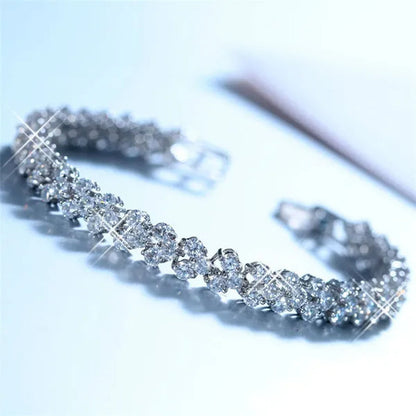 New Luxury Trendy Roman Bracelet Zircon Bangle for Women Bride Wedding Engagement Bracelet Party Anniversary Gift Jewelry