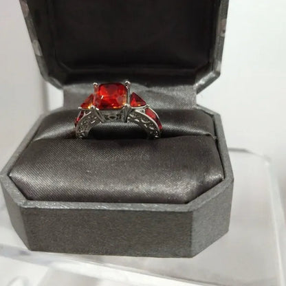 Princess Silver Plated Ruby Ring Romantic Wedding Proposal Party Valentine's Day Gift Fine Jewelry  Size 6 7 8 9 10