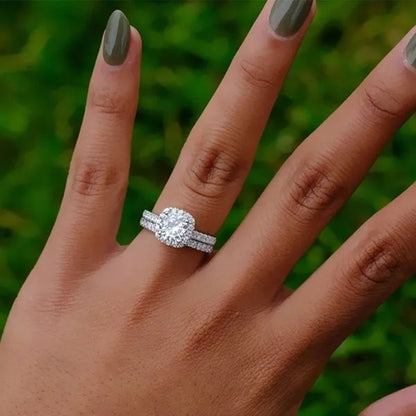 Exquisite Silver Plated Round Cut White Sapphire Diamond Promise Rings Courtship Jewelry Engagement Accessories