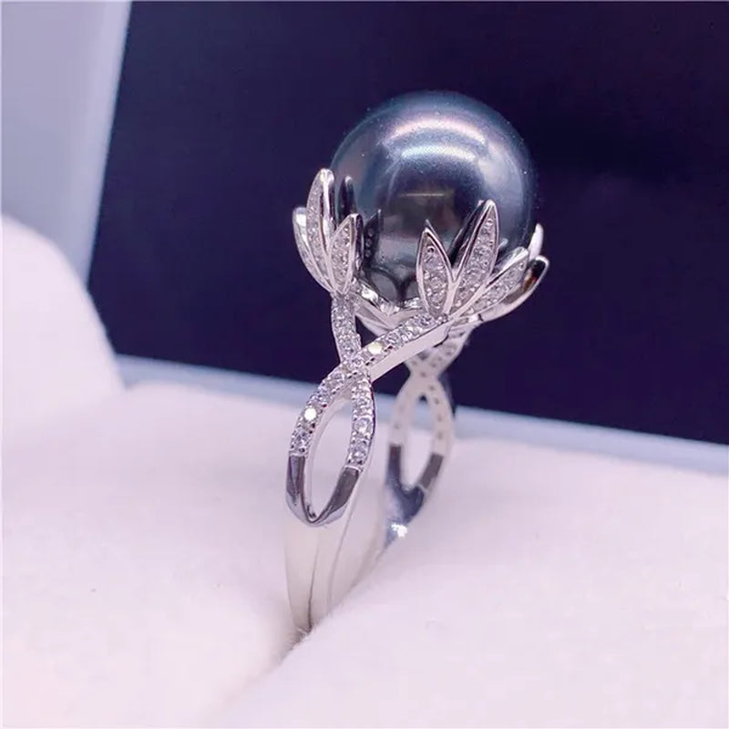 South Sea gold bead ring 12-13mm natural seawater pearl ring is round, strong light and fine diamonds to give mother a gift