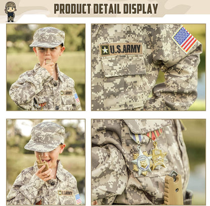 Kids Army Soldier Dress up Costume Role Play Set, Deluxe Christmas Gift for Kids Boys Aged 3-12