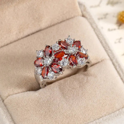 Fashion women 925 sterling  silver sapphire & white topaz gemstones Rings Size 6 7 8 9 10