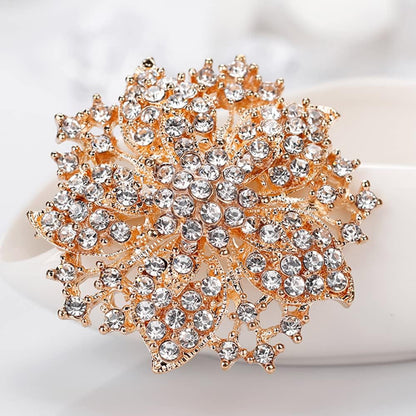 Fashion Jewelry Beautiful Silver Plated Rhinestone Crystal Brooch Pin for Woman
