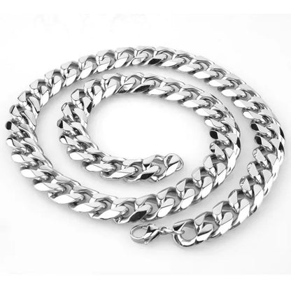 Charm Mens Stainless Steel Bracelet Necklace Silver/Gold Curb Cuban Link Chain 8"-40"