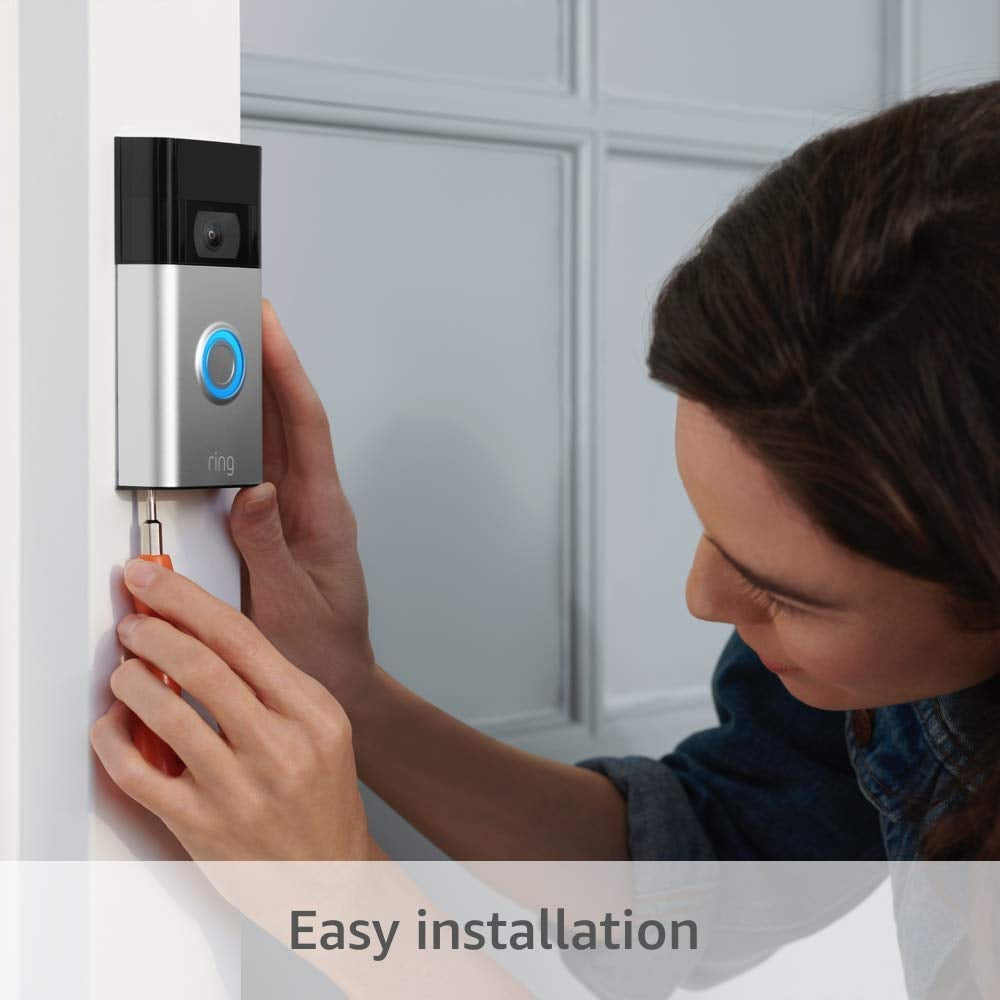 Video Doorbell - 1080P HD Video, Improved Motion Detection, Easy Installation – Satin Nickel