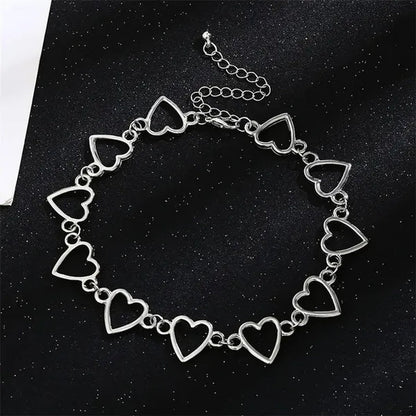 Simple Metal Heart Shape Choker Necklace for Women Fashion Elegant Geometric Collar Punk Jewelry Gift