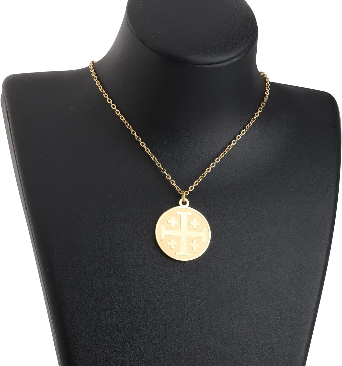 Religious Jewelry Jerusalem Crusaders Cross Disc Pendant Necklace Greek Orthodox Jewelry