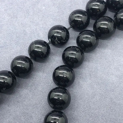 AA Black Tourmaline Jet Aphrizite Beads 4-12mm Round Natural Loose Stone DIY