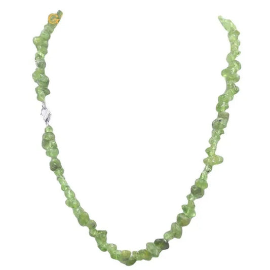 Genuine Green Peridot Natural Gemstone Chips Women Elegant Jewelry Necklace 18"